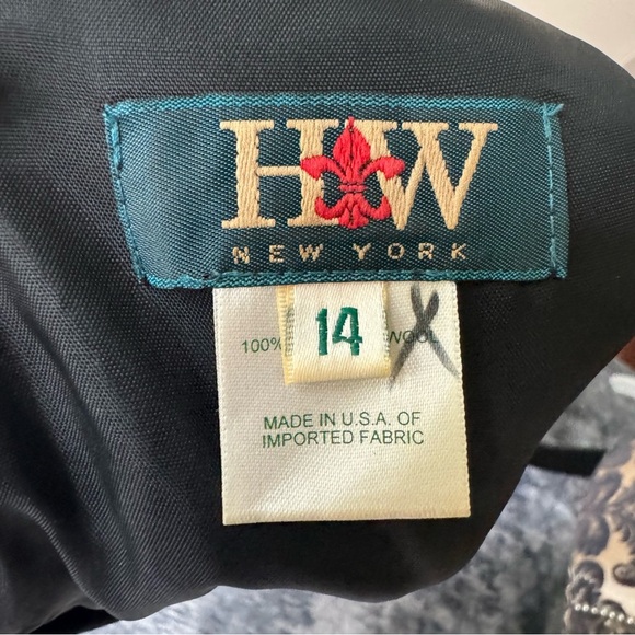 HW New York Womens Black Short Sleeve V-Neck Wool Sheath Midi Dress Size‎ 14 - Picture 6 of 12